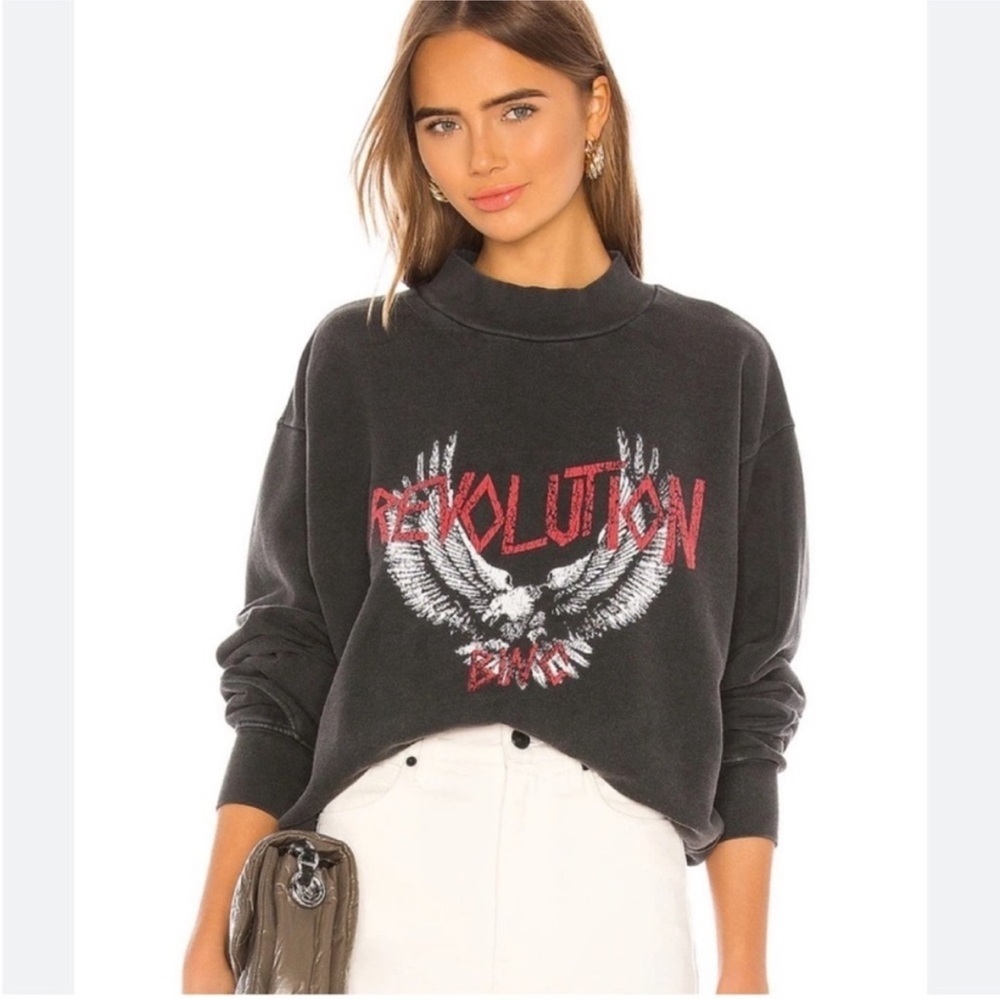 Anine Bing Revolution Washed Charcoal Sweatshirt - Picture 10 of 10